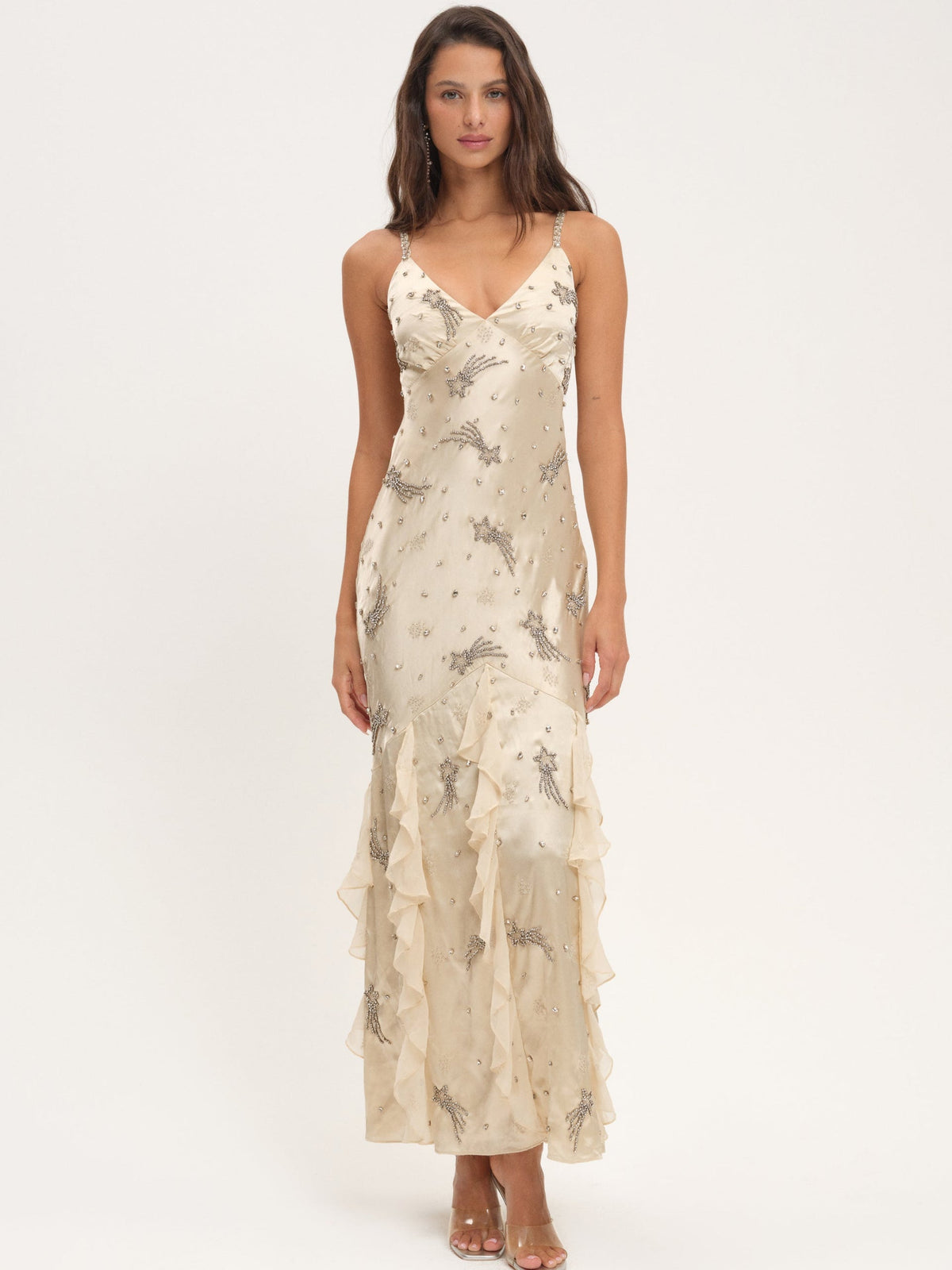 Elea Beaded Maxi Dress Cream - For Love & Lemons