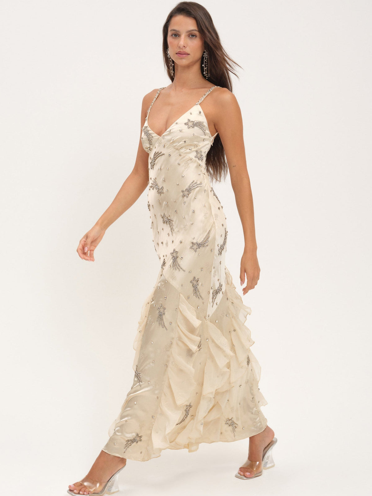 Elea Beaded Maxi Dress Cream - For Love & Lemons