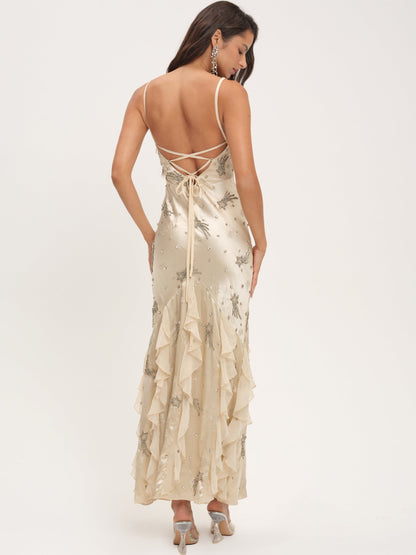 Elea Beaded Maxi Dress Cream - For Love & Lemons