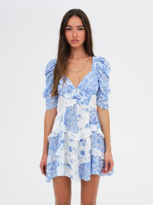 Rosalyn Mini Dress Blue - For Love & Lemons