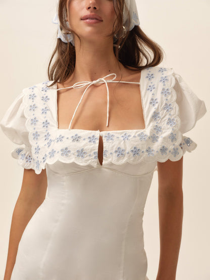 Poppy Collared Mini Dress White - For Love & Lemons