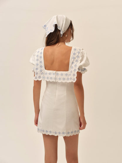 Poppy Collared Mini Dress White - For Love & Lemons