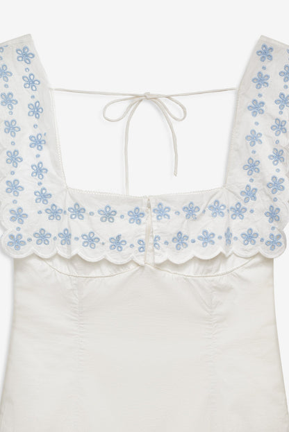 Poppy Collared Mini Dress White - For Love & Lemons
