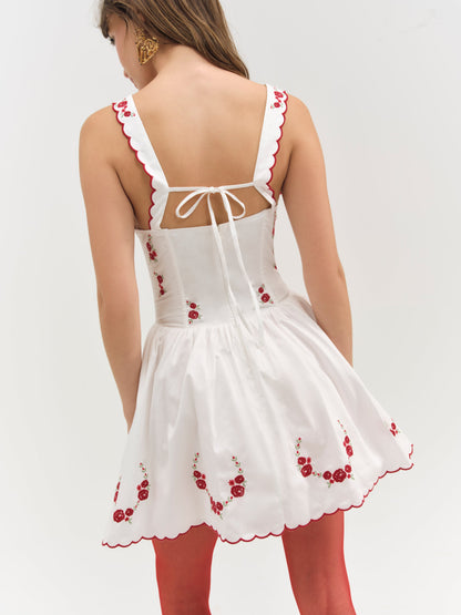 Tea Time Poplin Mini Dress White - For Love & Lemons