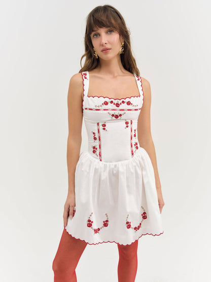 Tea Time Poplin Mini Dress White - For Love & Lemons
