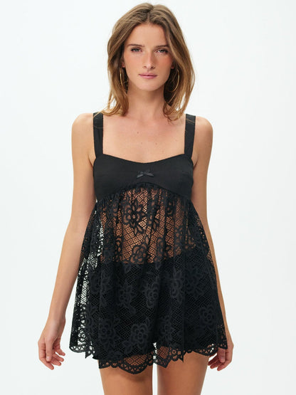 Sonnet Lace Babydoll Set Black - For Love & Lemons