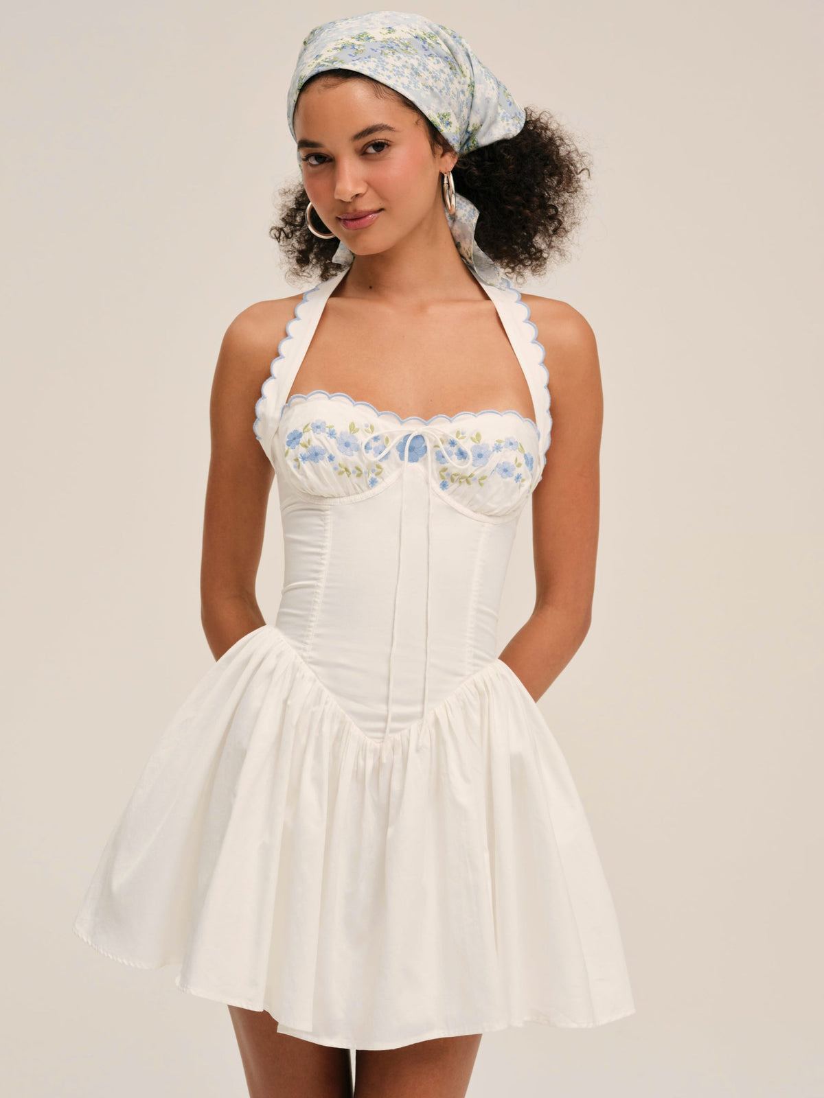 Tea Time Poplin Bustier Mini Dress White - For Love & Lemons