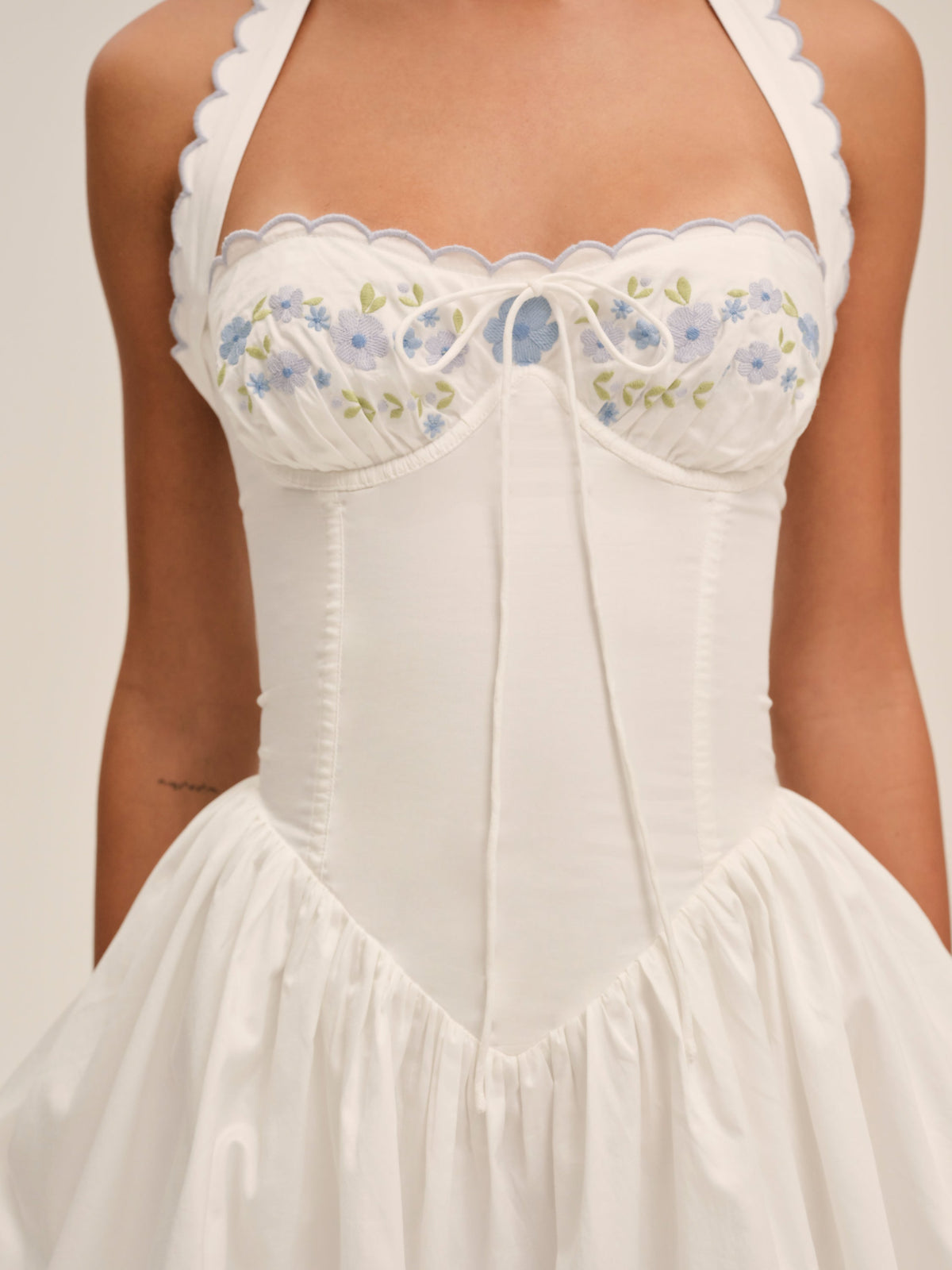 Tea Time Poplin Bustier Mini Dress White - For Love & Lemons