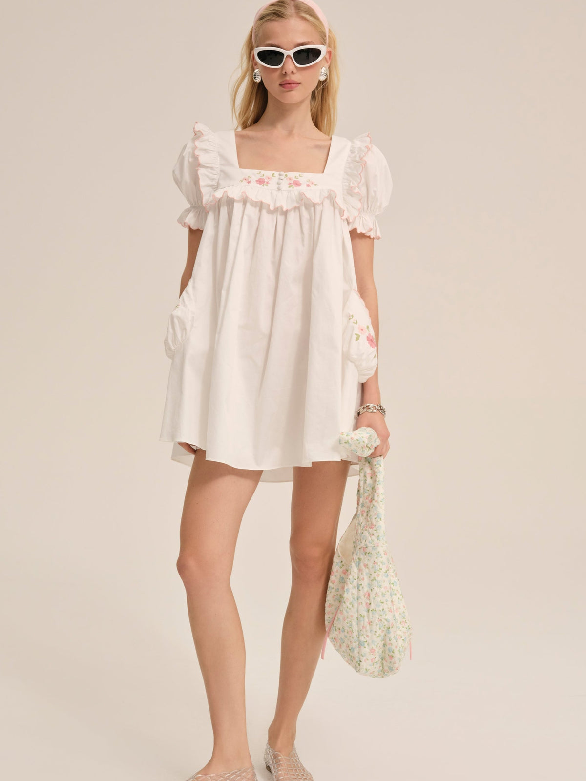 Tea Time Babydoll Dress White - For Love & Lemons