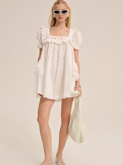 Tea Time Babydoll Dress White - For Love & Lemons