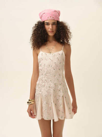 Fallen Floral Mini Dress Pink - For Love & Lemons