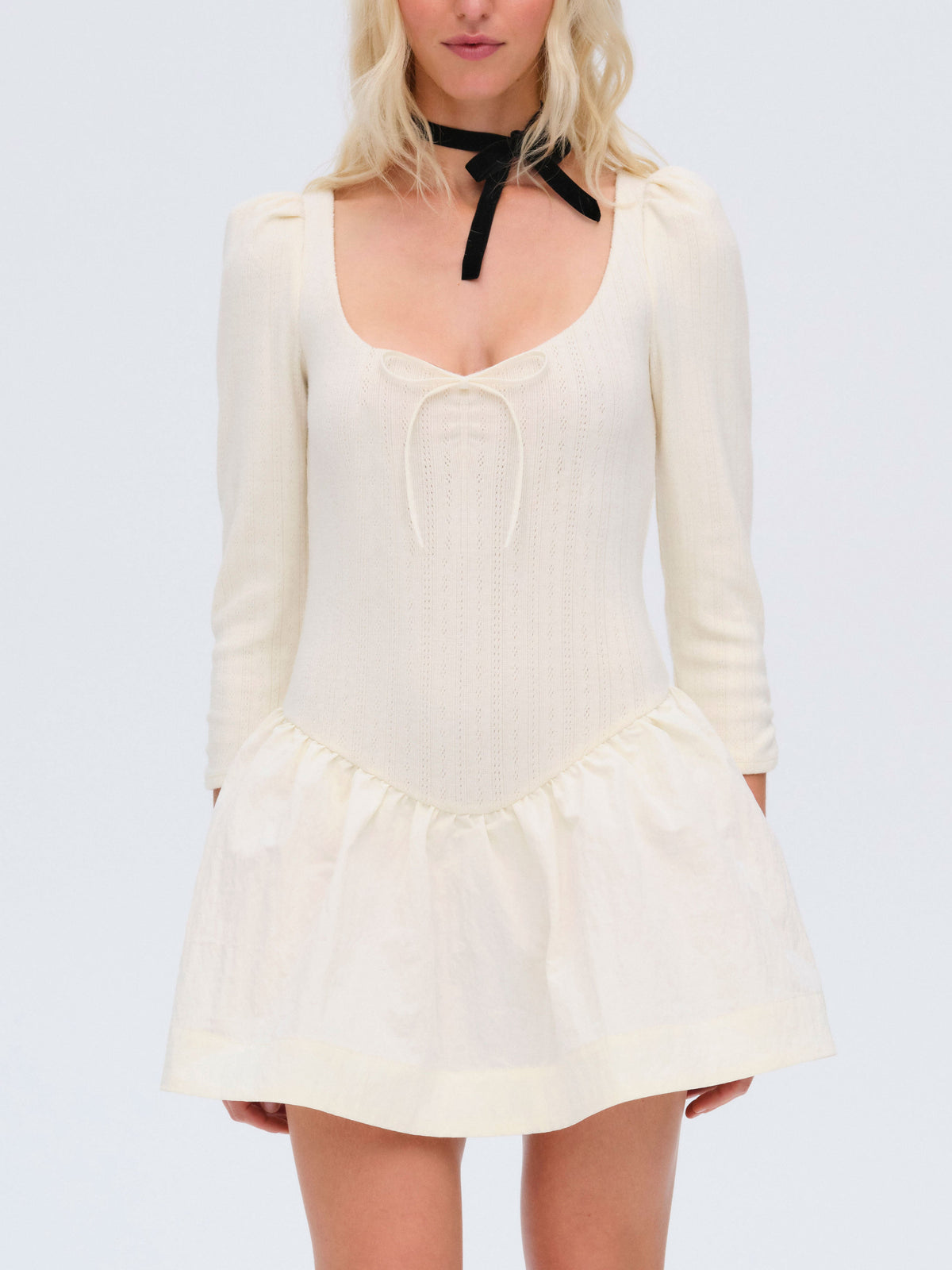 Aliyah Pointelle Mini Dress Cream - For Love & Lemons