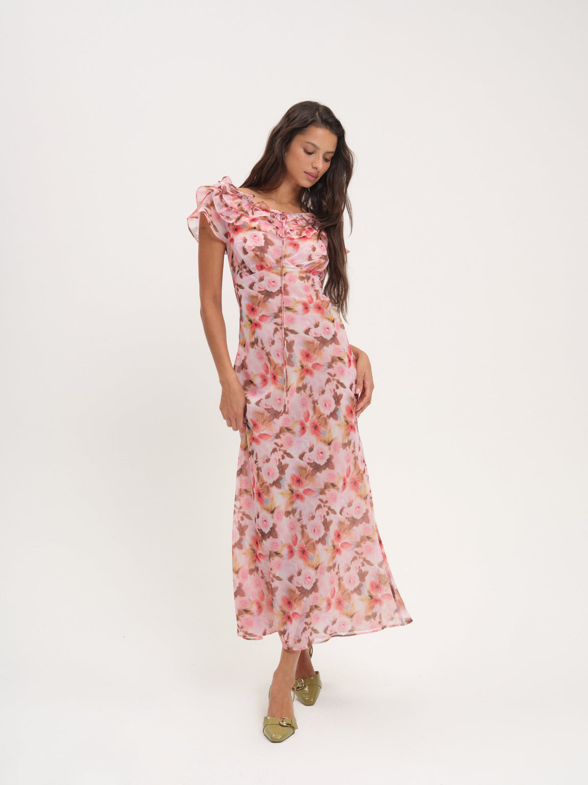 Fallen Floral Maxi Dress Pink - For Love & Lemons