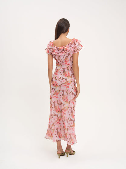 Fallen Floral Maxi Dress Pink - For Love & Lemons
