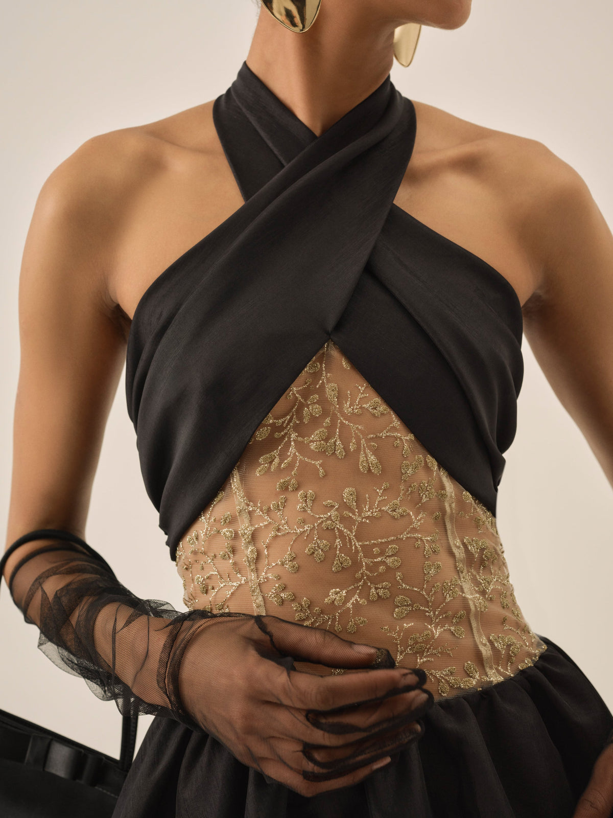 Shimmering Petals Mini Dress Black - For Love & Lemons