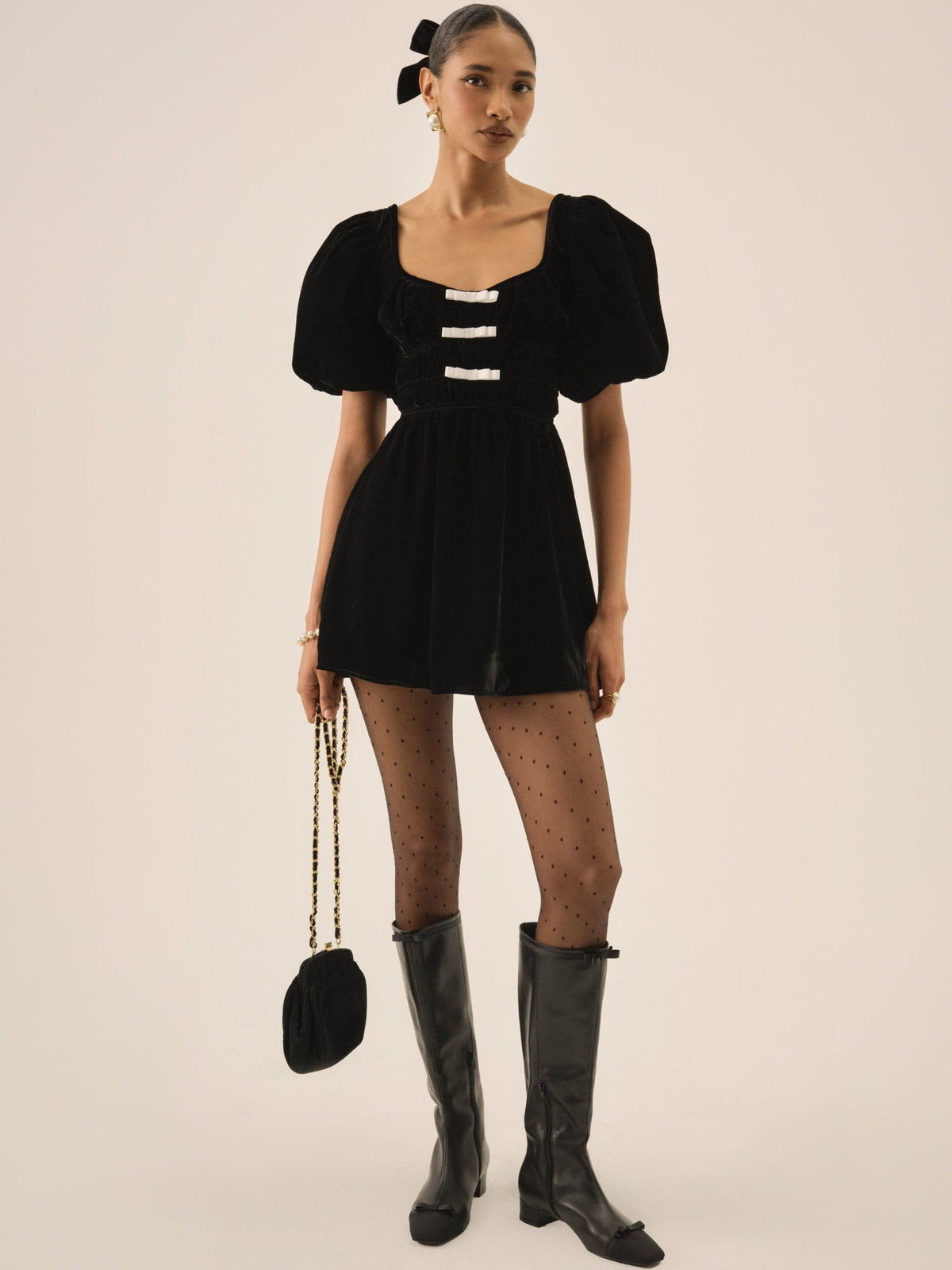 Marta Velvet Mini Dress Black - For Love & Lemons