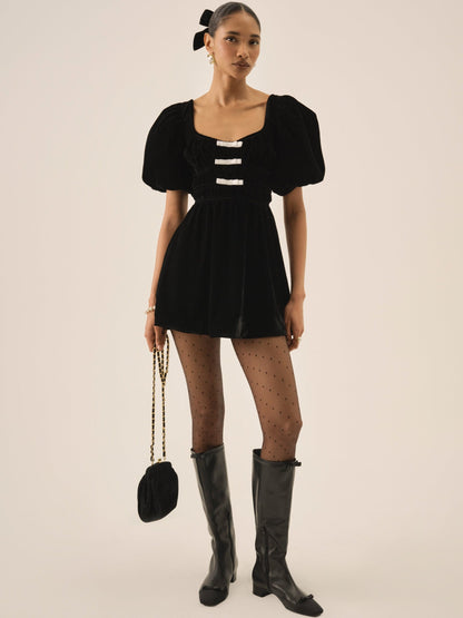Marta Velvet Mini Dress Black - For Love & Lemons