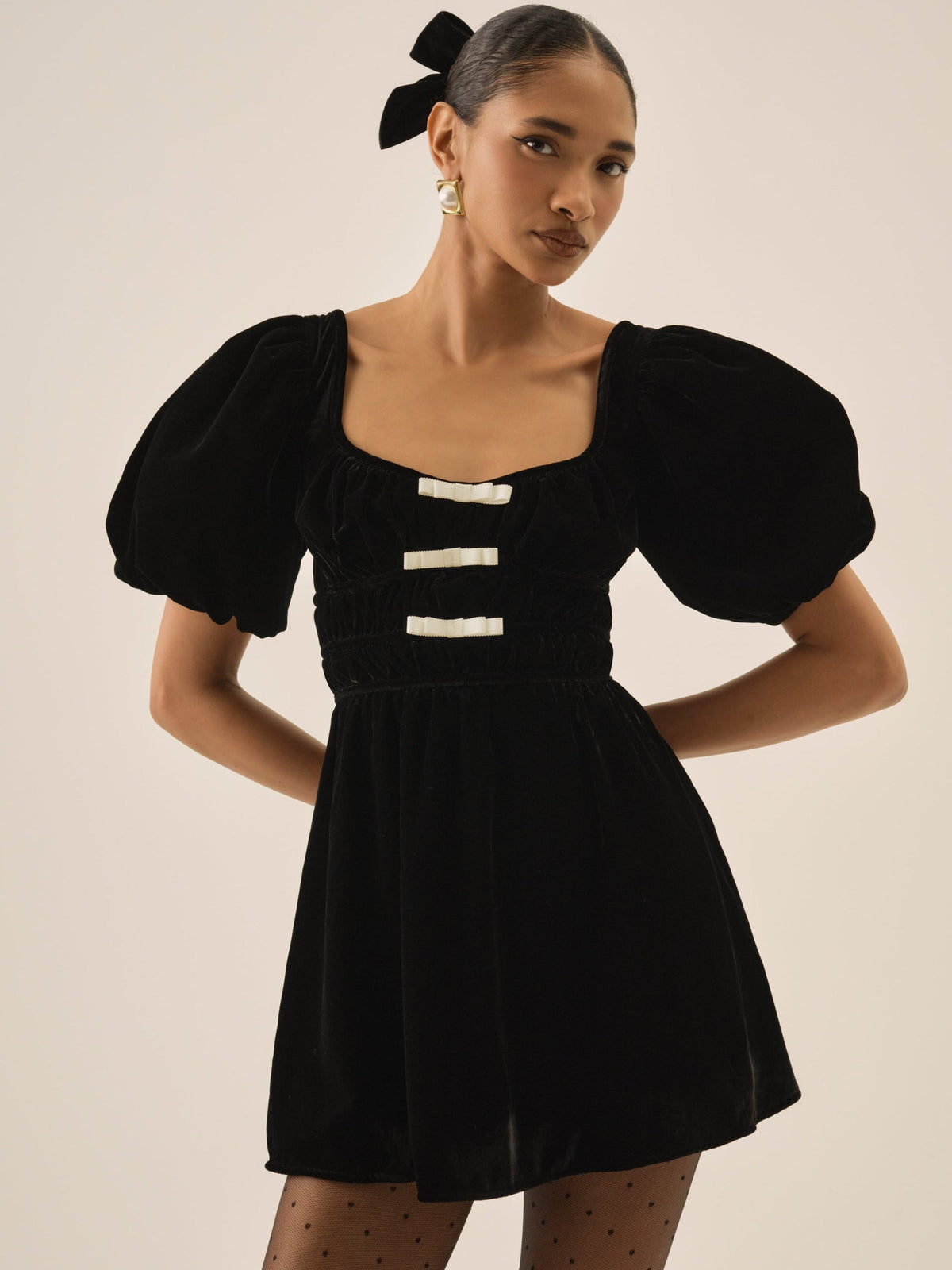 Marta Velvet Mini Dress Black - For Love & Lemons