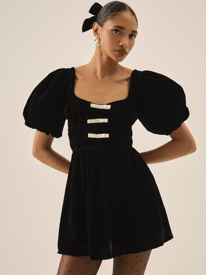 Marta Velvet Mini Dress Black - For Love & Lemons