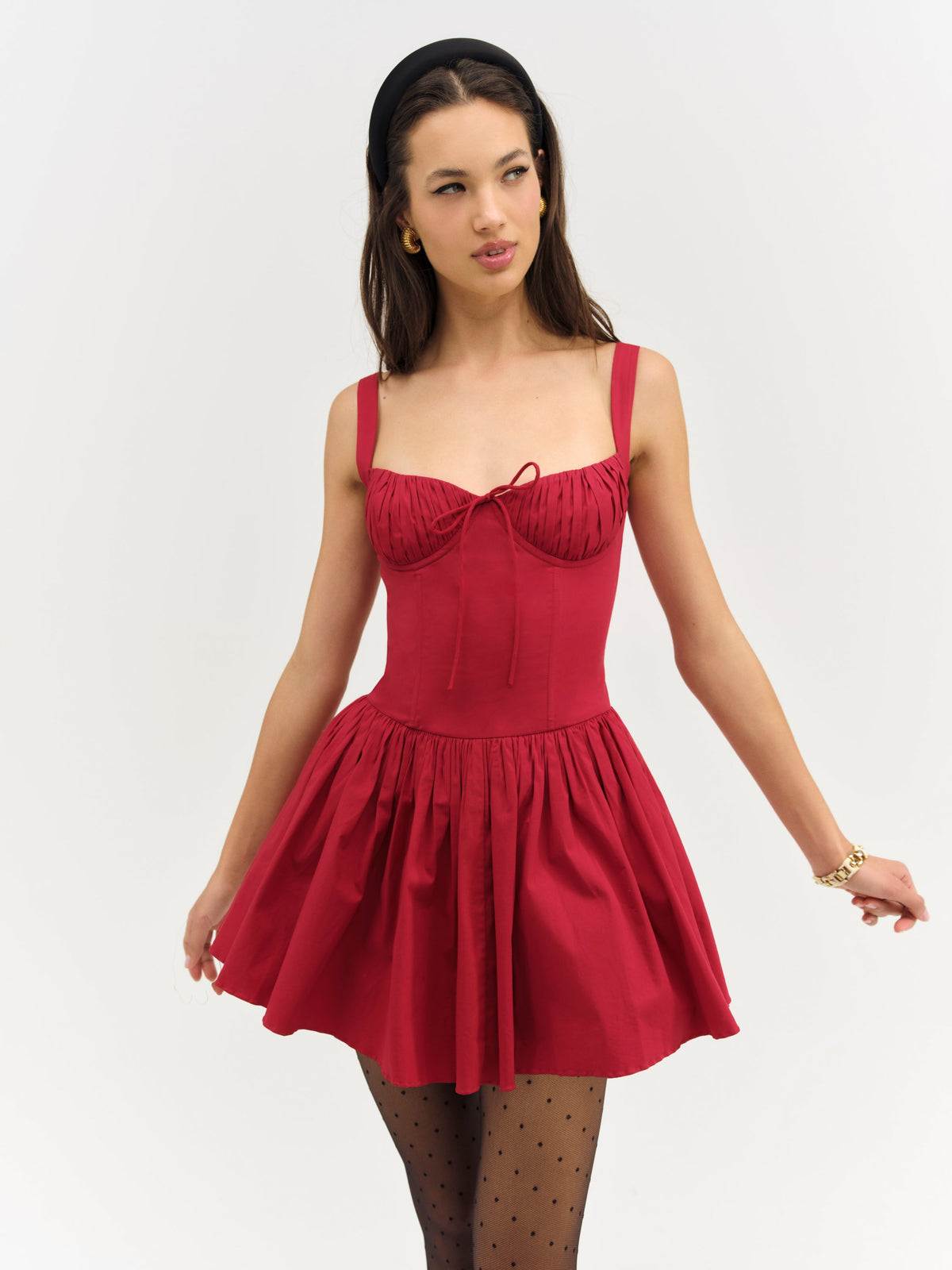 Helena Poplin Bustier Mini Dress Red - For Love & Lemons