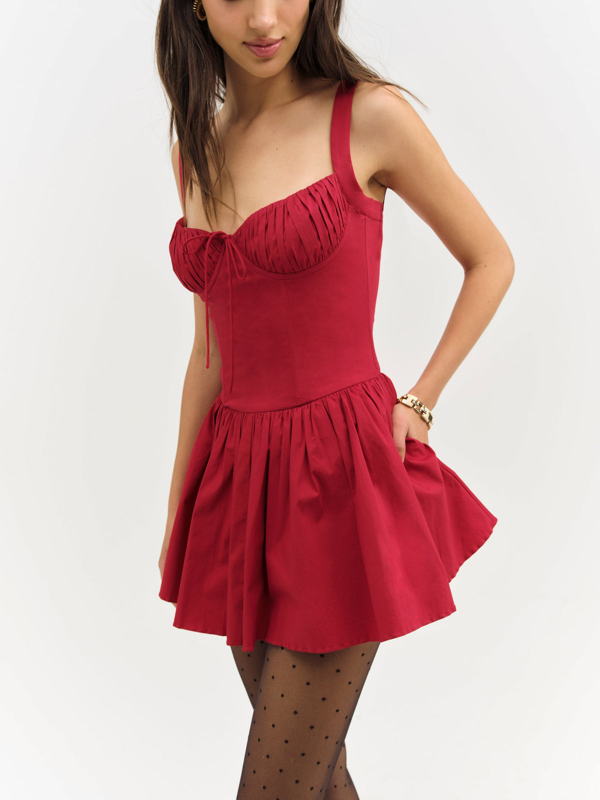 Helena Poplin Bustier Mini Dress Red - For Love & Lemons