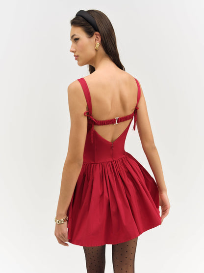 Helena Poplin Bustier Mini Dress Red - For Love & Lemons