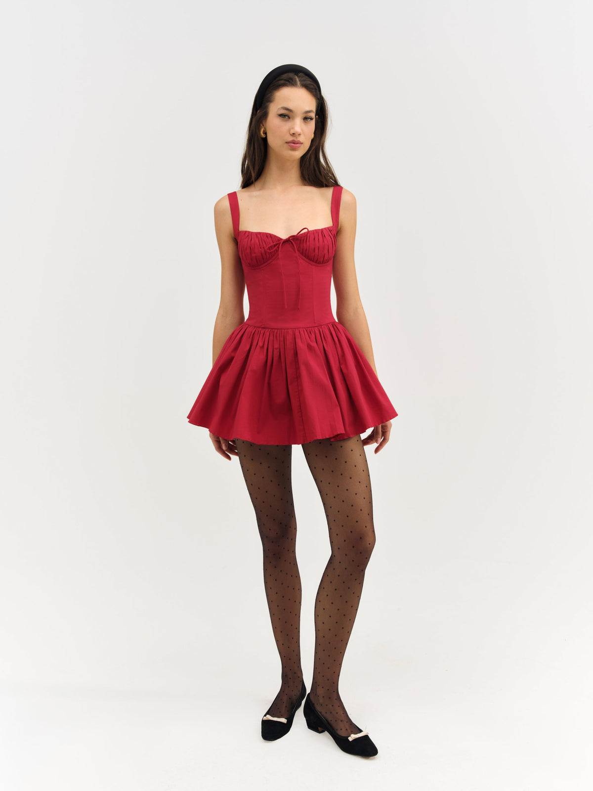 Helena Poplin Bustier Mini Dress Red - For Love & Lemons