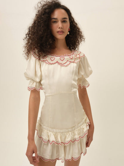 Amor Mini Dress Cream - For Love & Lemons