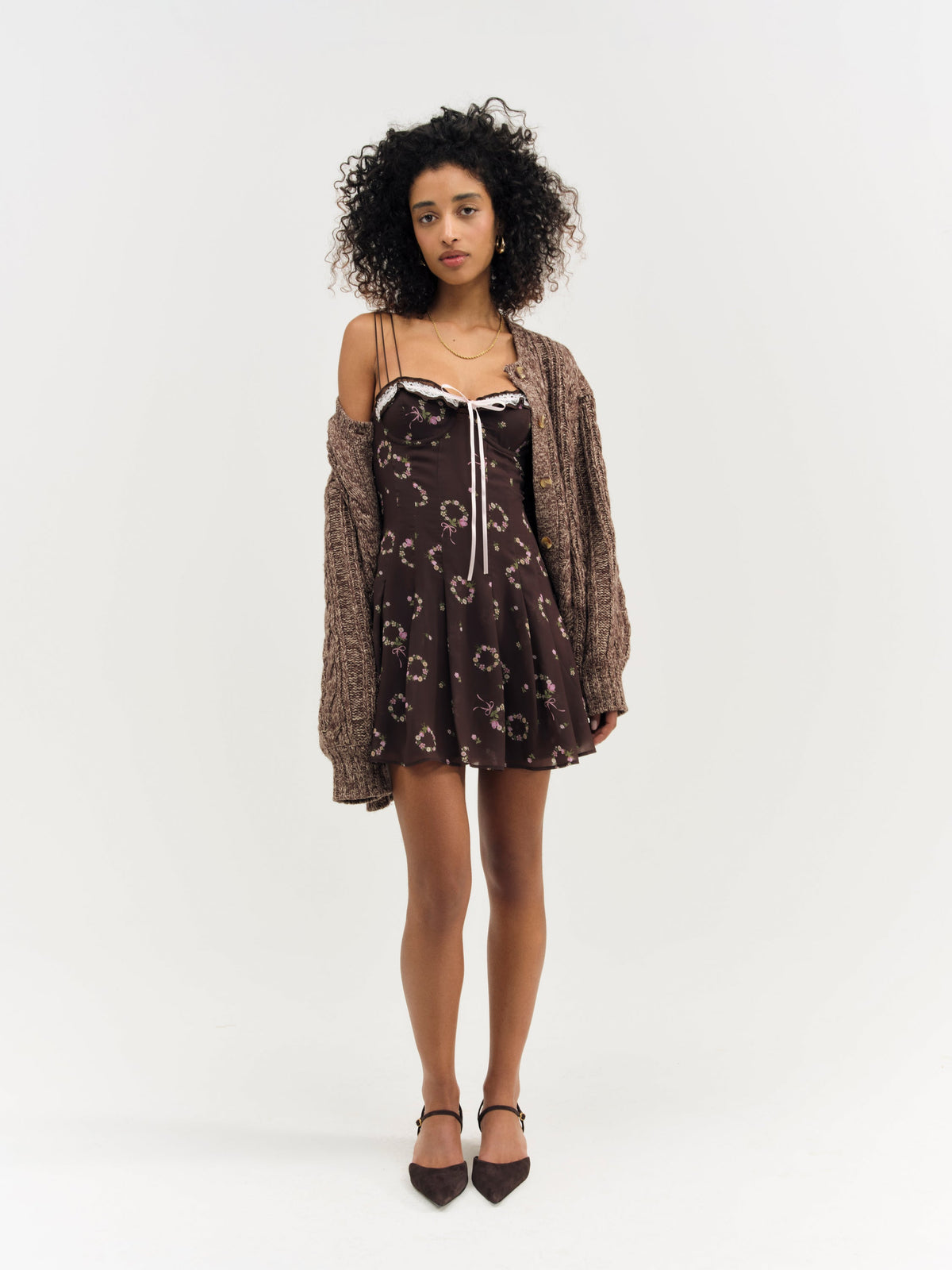 Kate Mini Dress Brown - For Love & Lemons