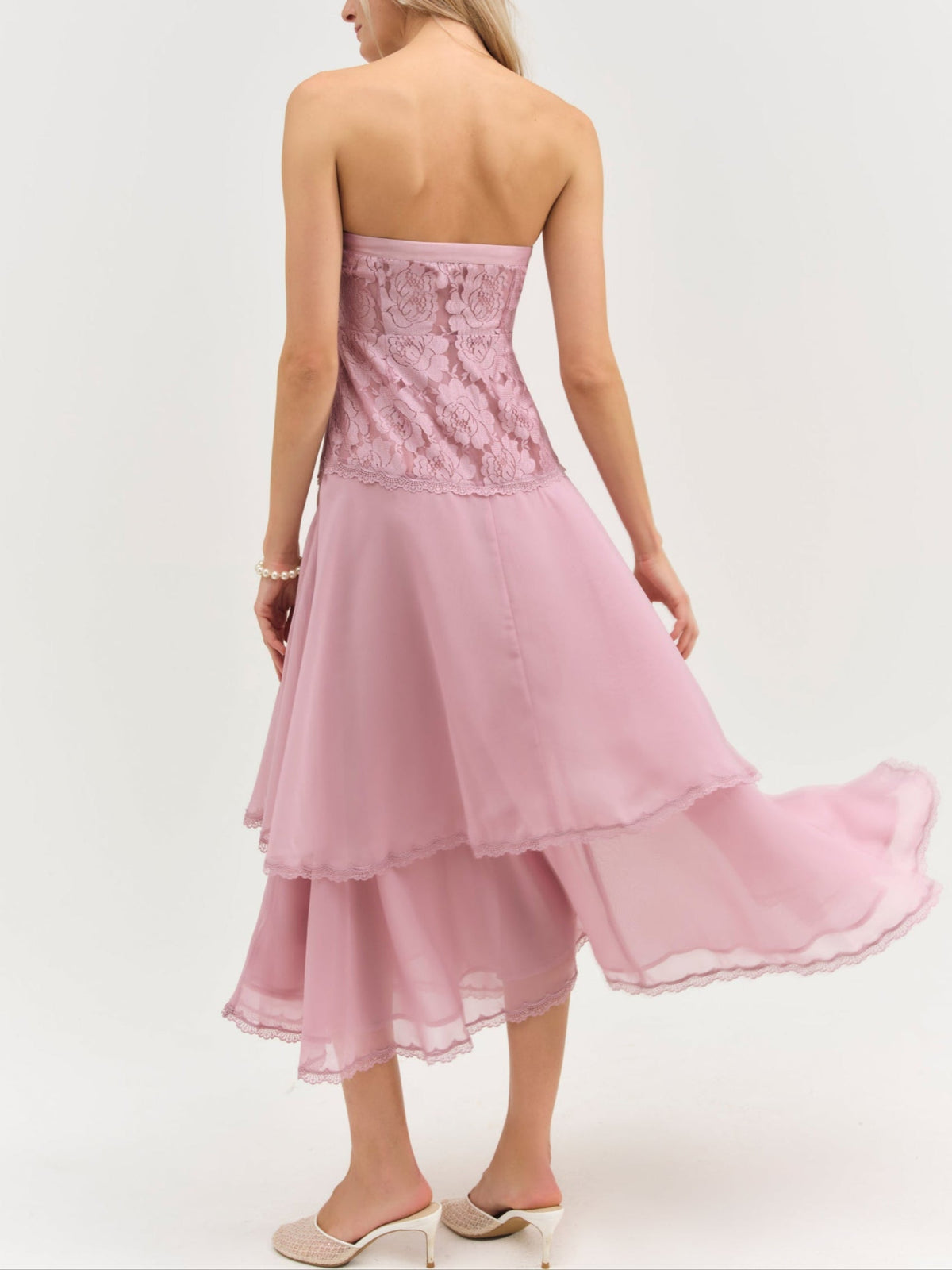 Claudia Rose Lace Strapless Midi Dress Mulberry - For Love & Lemons