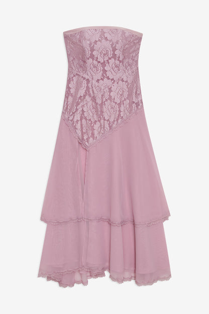 Claudia Rose Lace Strapless Midi Dress Mulberry - For Love & Lemons