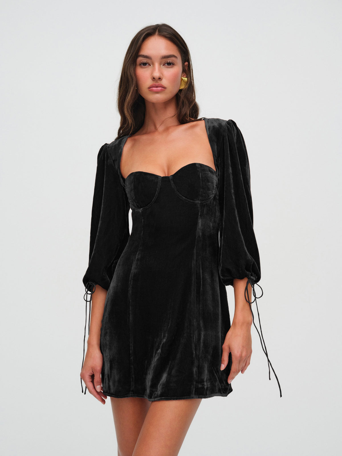 Nadine Velvet Mini Dress Black - For Love & Lemons