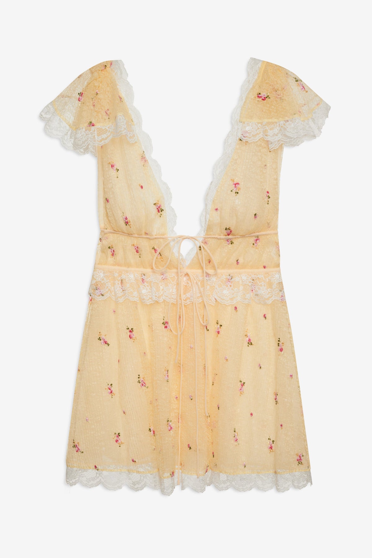 Poppy Lace Mini Dress Yellow - For Love & Lemons
