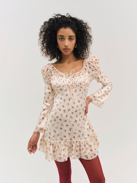 Adahlia Floral Mini Dress Cream - For Love & Lemons