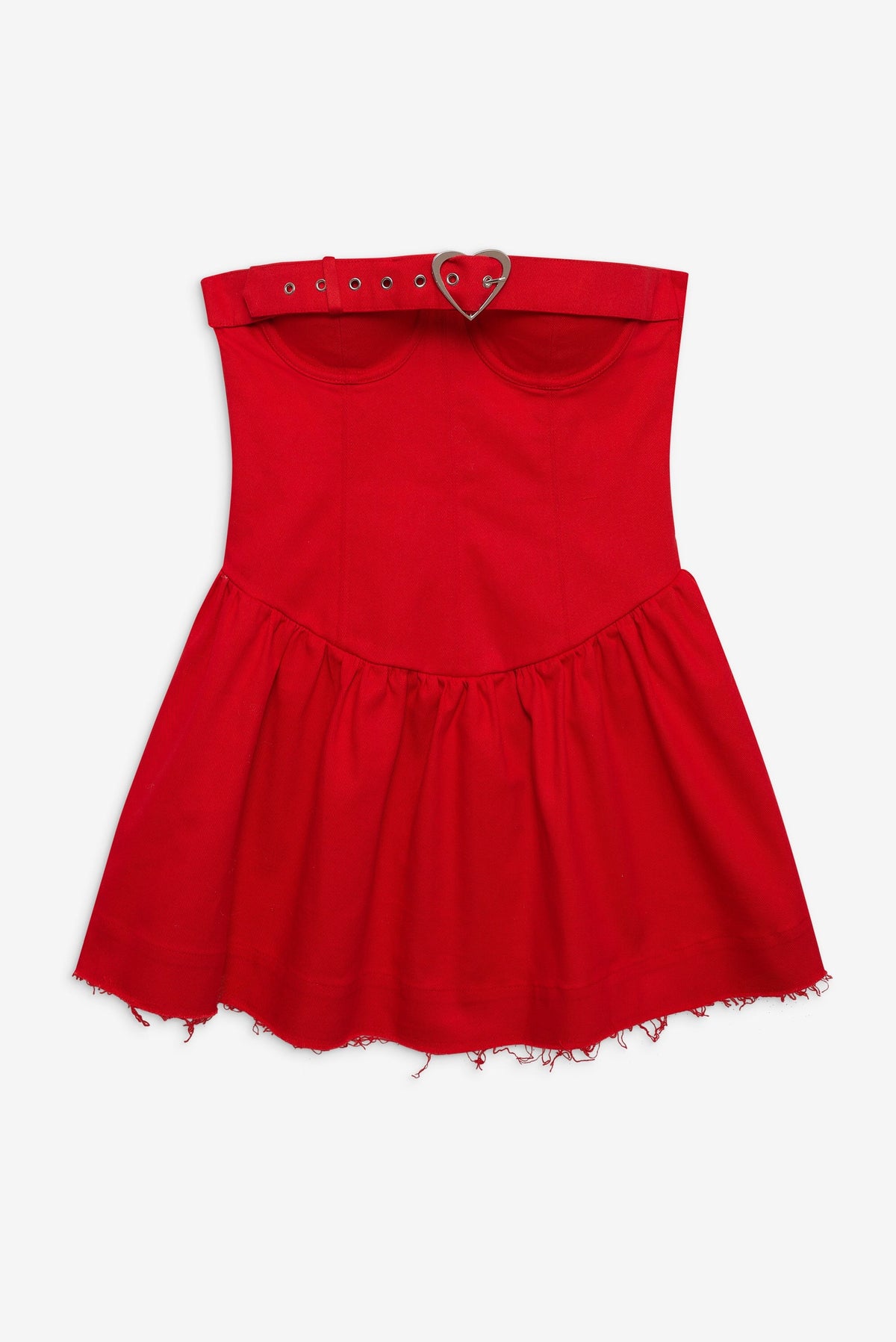 Lipstick Denim Mini Dress Red - For Love & Lemons