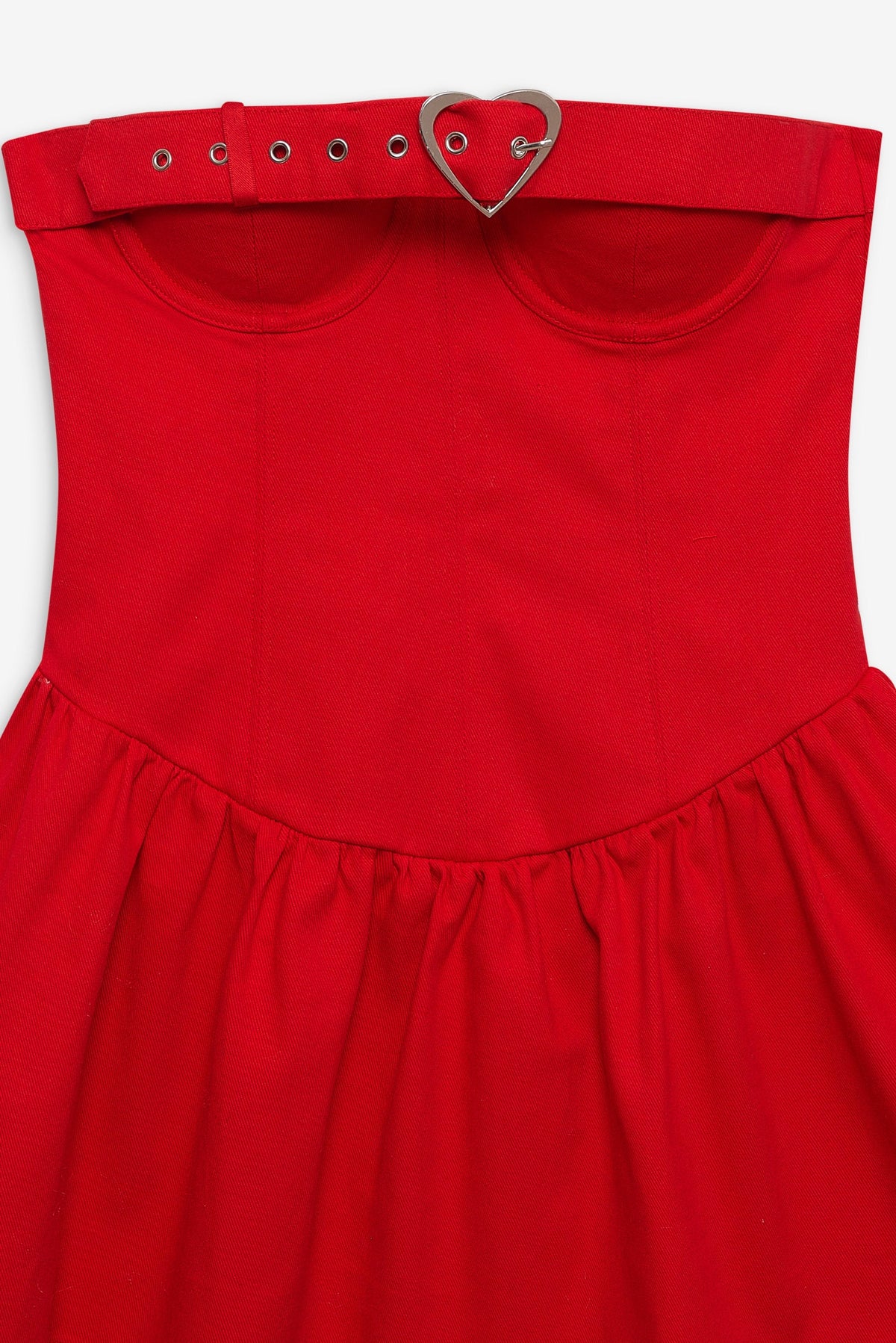Lipstick Denim Mini Dress Red - For Love & Lemons