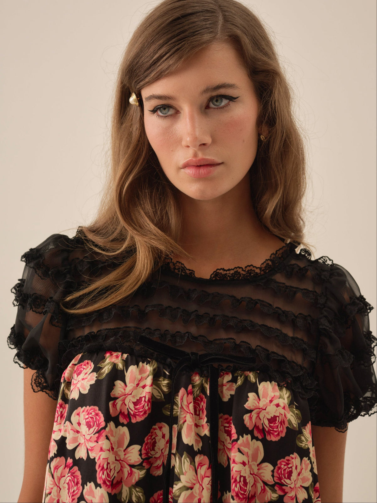 Belmond Floral Mini Dress Black - For Love & Lemons