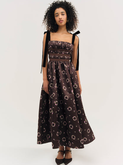 Kendra Midi Dress Brown - For Love & Lemons