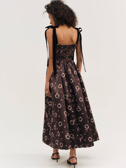 Kendra Midi Dress Brown - For Love & Lemons