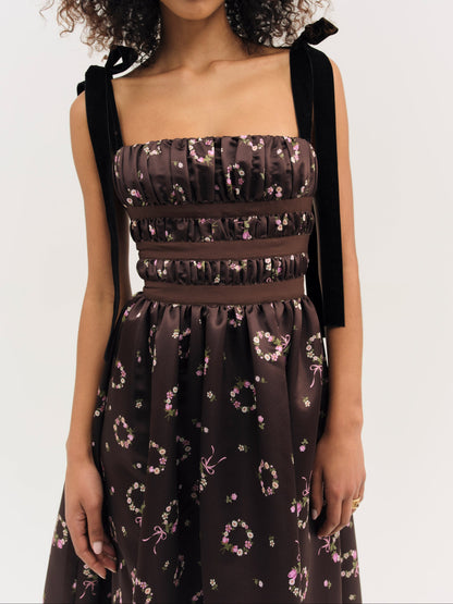 Kendra Midi Dress Brown - For Love & Lemons