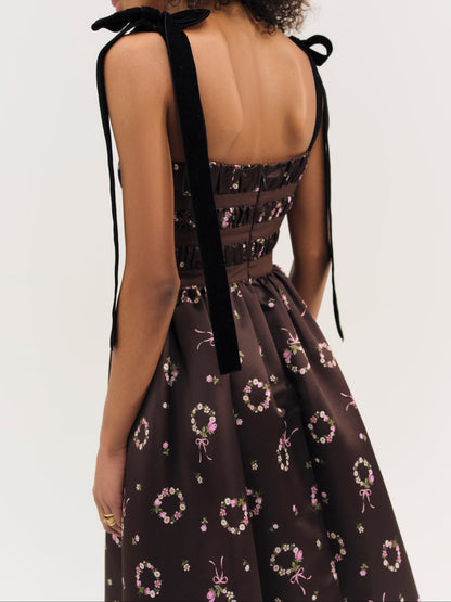 Kendra Midi Dress Brown - For Love & Lemons