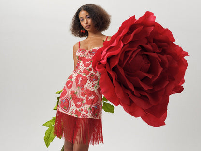 Cupid Beaded Dot Mini Dress Red - For Love & Lemons