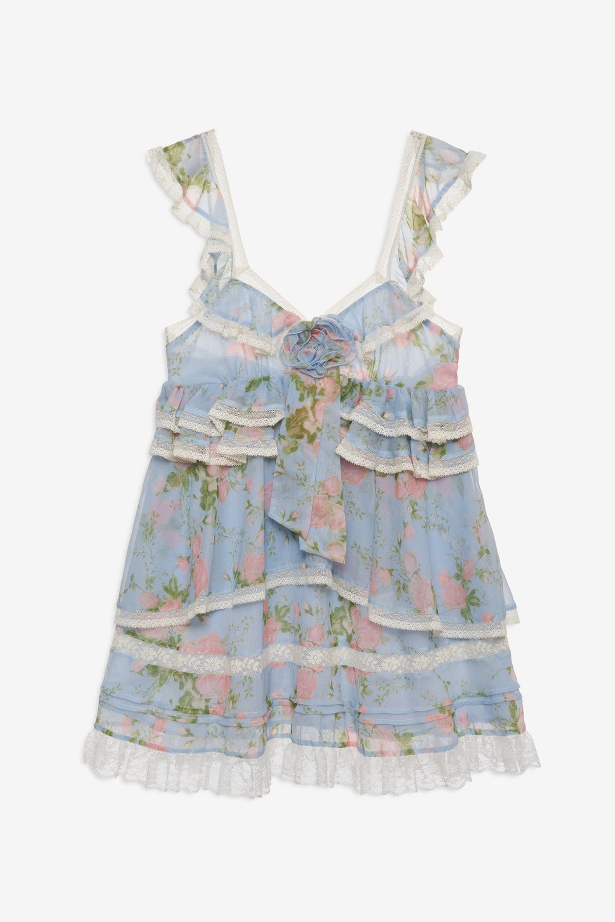 Wild Rose Mini Dress Blue - For Love & Lemons