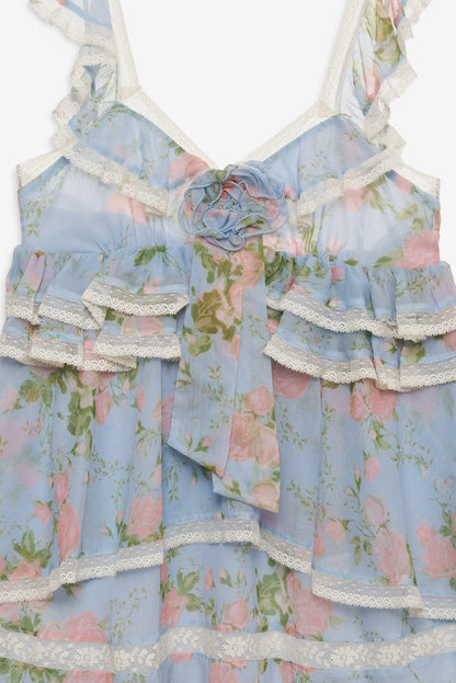 Wild Rose Mini Dress Blue - For Love & Lemons