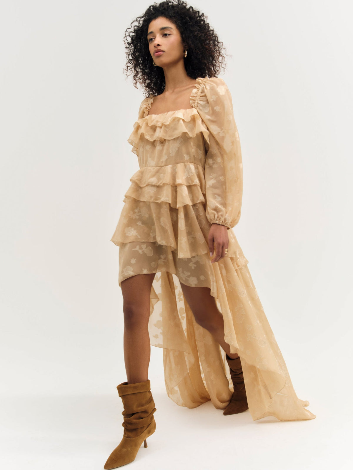 Colette Satin Burnout Maxi Dress Taupe - For Love & Lemons