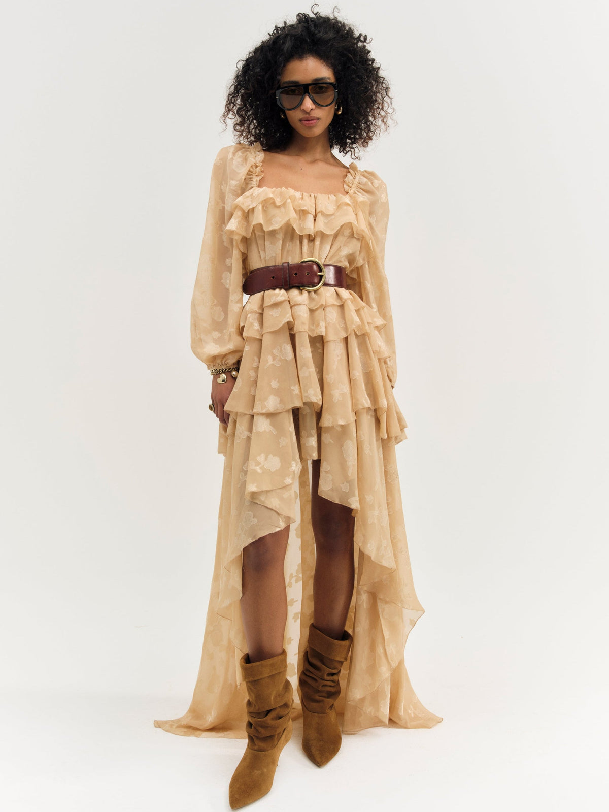 Colette Satin Burnout Maxi Dress Taupe - For Love & Lemons