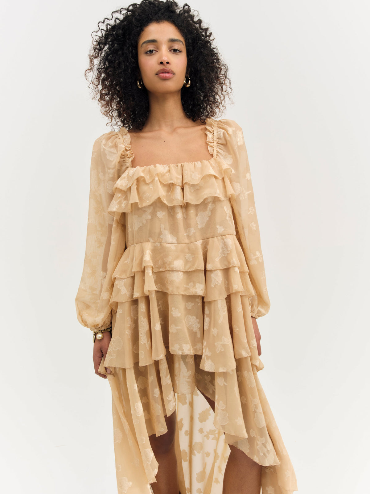 Colette Satin Burnout Maxi Dress Taupe - For Love & Lemons