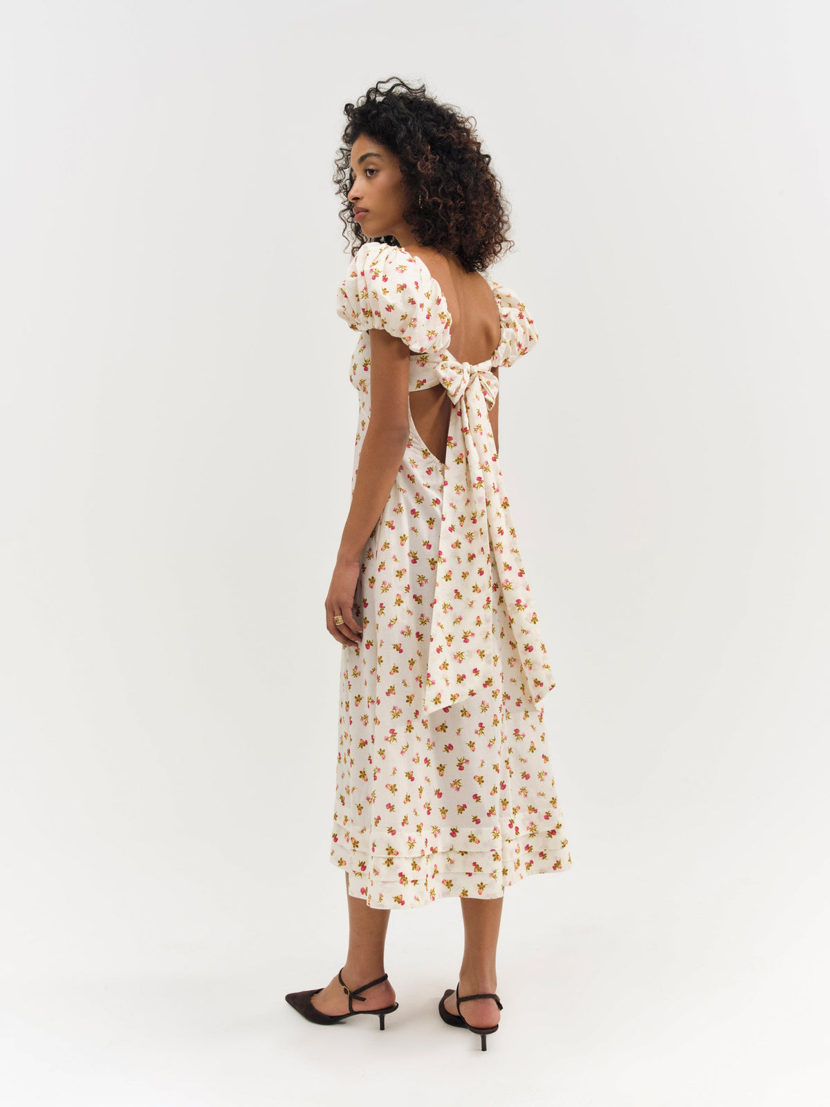 Adahlia Floral Midi Dress Cream - For Love & Lemons