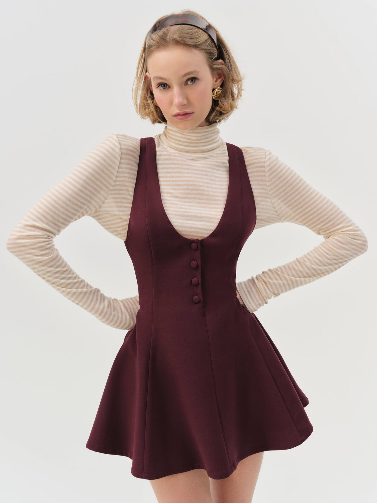 Selena Mini Dress Burgundy - For Love & Lemons