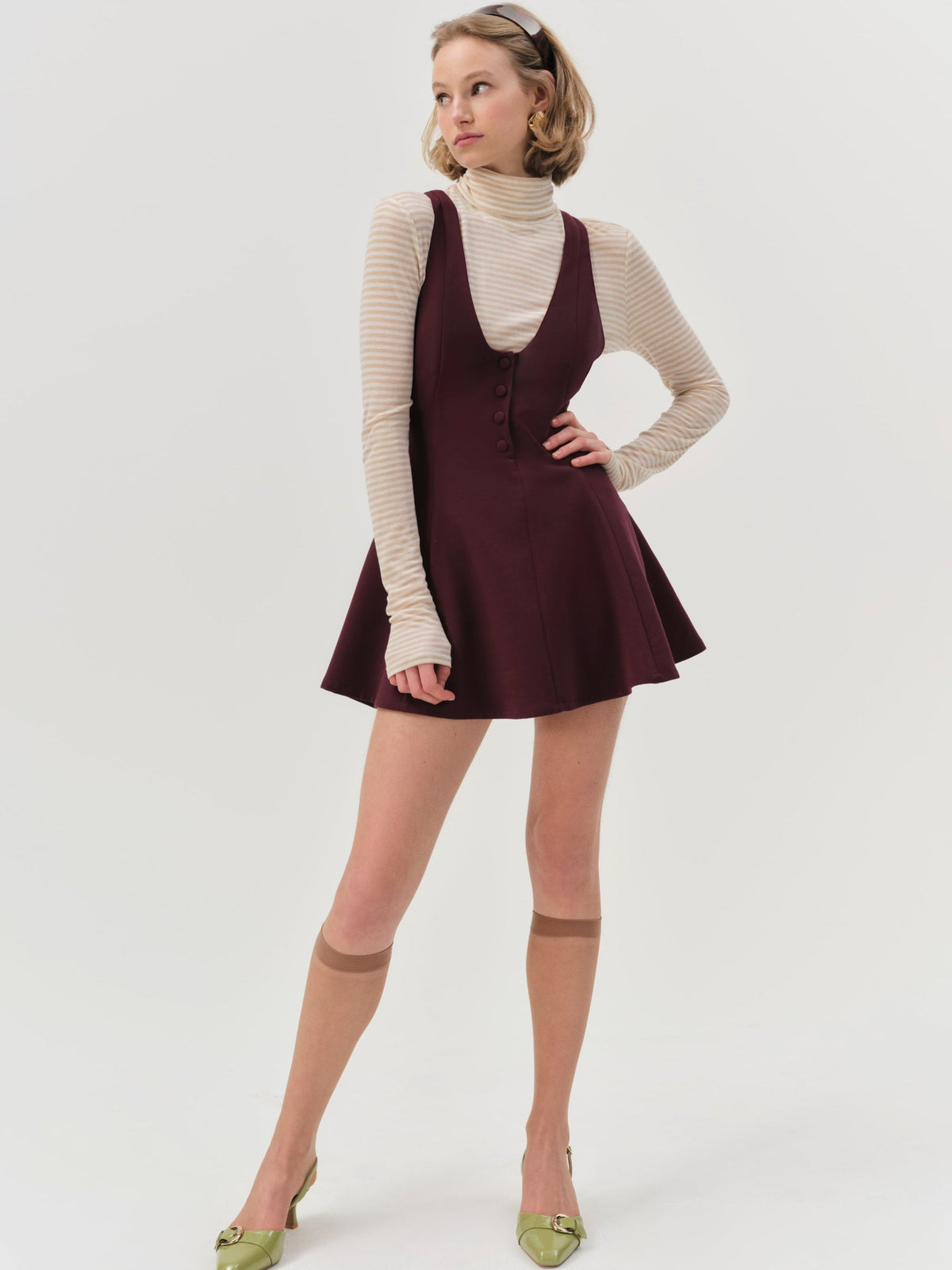Selena Mini Dress Burgundy - For Love & Lemons